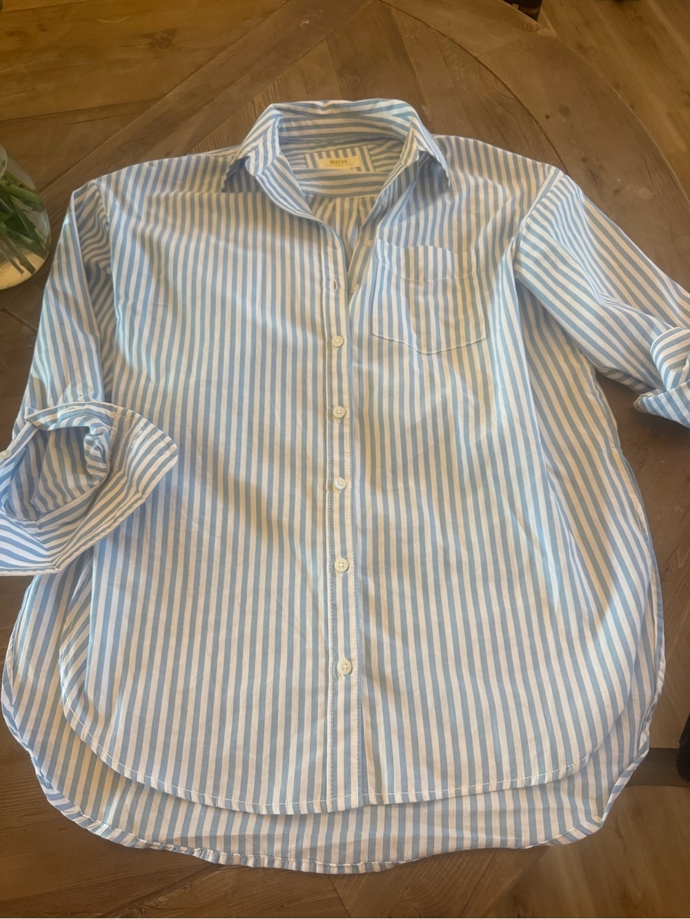 Anthropologie Maeve Yellow and White Striped Button-Down Shirt- Great condition - Picture 4 of 4